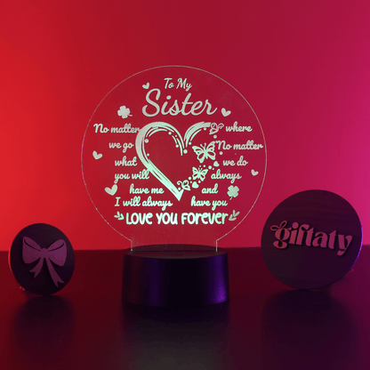 Giftaty Personalized English Acrylic 3D LED Lamp Gift with Wooden Box – Custom Names & Messages - Giftaty