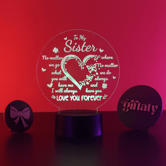Giftaty Personalized English Acrylic 3D LED Lamp Gift with Wooden Box – Custom Names & Messages - Giftaty