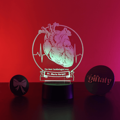 Giftaty Personalized English Acrylic 3D LED Lamp Gift with Wooden Box – Custom Names & Messages - Giftaty
