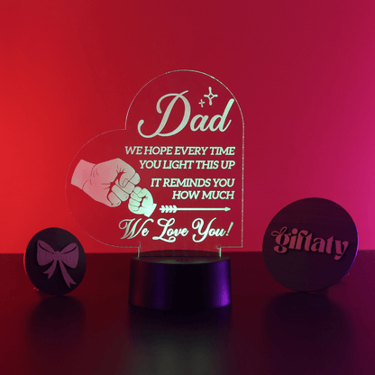 Giftaty Personalized English Acrylic 3D LED Lamp Gift with Wooden Box – Custom Names & Messages - Giftaty