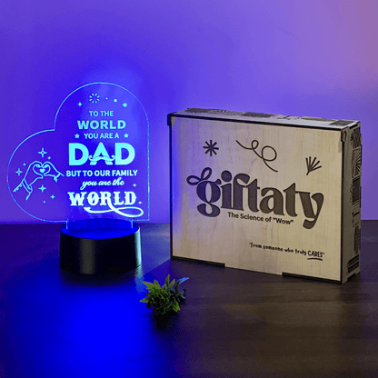Giftaty Personalized English Acrylic 3D LED Lamp Gift with Wooden Box – Custom Names & Messages - Giftaty