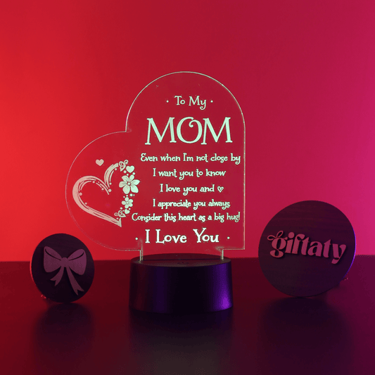 Giftaty Personalized English Acrylic 3D LED Lamp Gift with Wooden Box – Custom Names & Messages - Giftaty