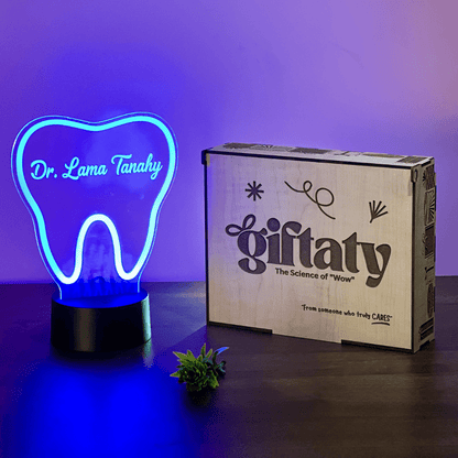 Giftaty Personalized English Acrylic 3D LED Lamp Gift with Wooden Box – Custom Names & Messages - Giftaty