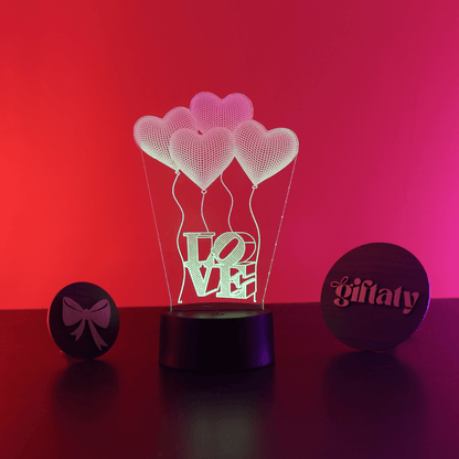 Giftaty Personalized English Acrylic 3D LED Lamp Gift with Wooden Box – Custom Names & Messages - Giftaty