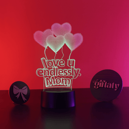 Giftaty Personalized English Acrylic 3D LED Lamp Gift with Wooden Box – Custom Names & Messages - Giftaty