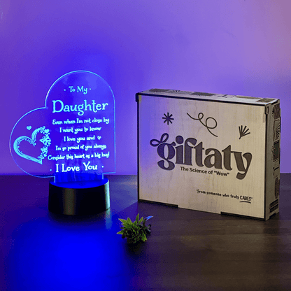 Giftaty Personalized English Acrylic 3D LED Lamp Gift with Wooden Box – Custom Names & Messages - Giftaty