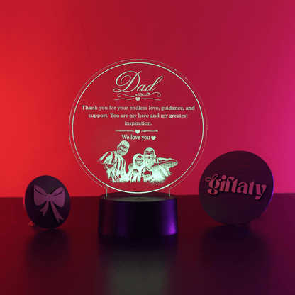Giftaty Personalized English Acrylic 3D LED Lamp Gift with Wooden Box – Custom Names & Messages - Giftaty