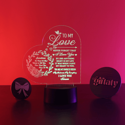 Giftaty Personalized English Acrylic 3D LED Lamp Gift with Wooden Box – Custom Names & Messages - Giftaty