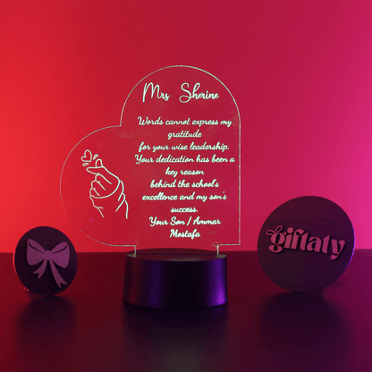 Giftaty Personalized English Acrylic 3D LED Lamp Gift with Wooden Box – Custom Names & Messages - Giftaty