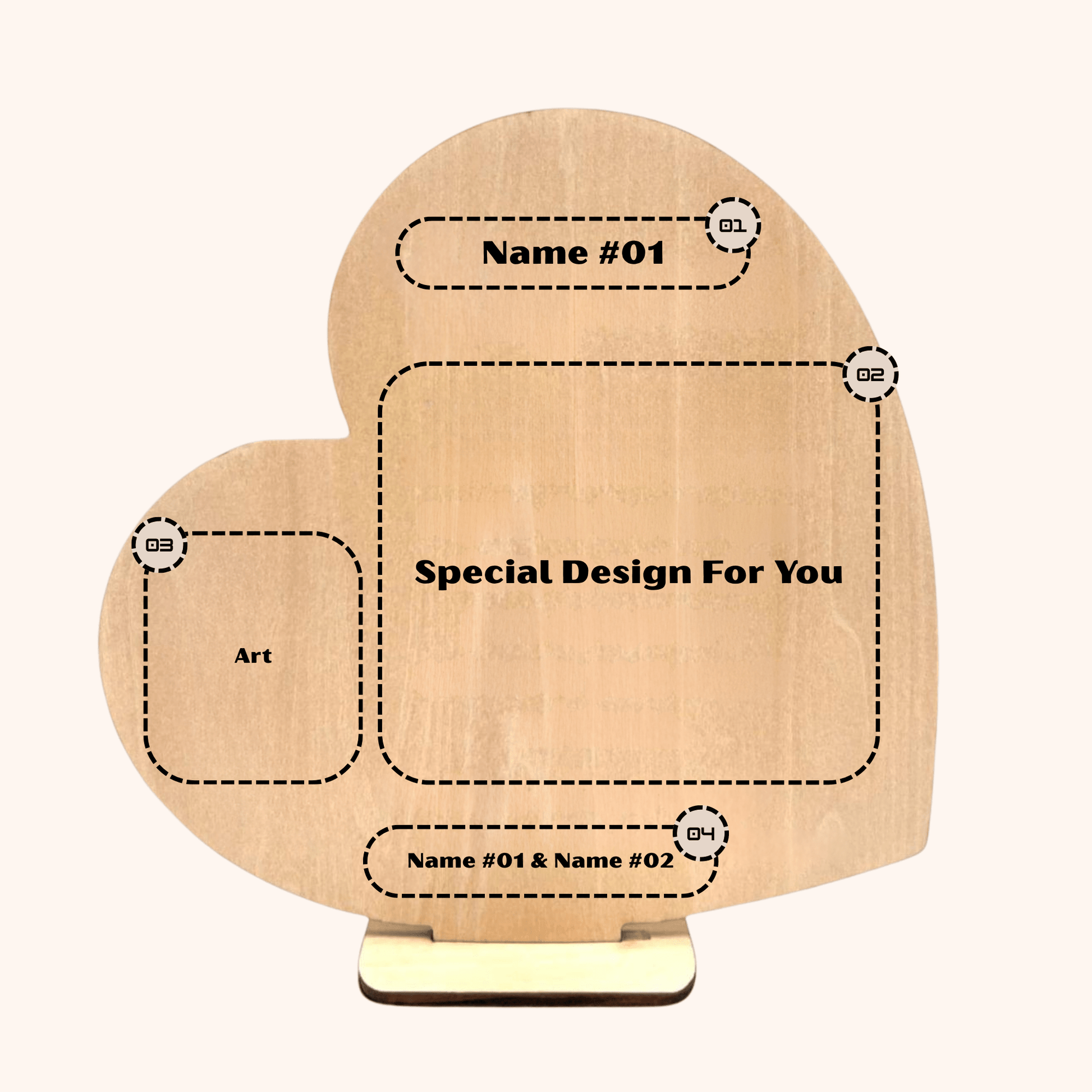 Giftaty Personalized Heart - Shaped Wooden Plaque – Custom Names & Message - giftaty