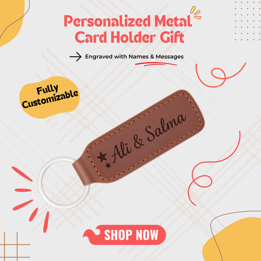 Elegant personalized leather key ring made from genuine Italian leather, featuring high-precision laser engraving in Arabic or English. A timeless accessory that adds a personal touch to your keys. Perfect for gifting on birthdays, anniversaries, or as a thoughtful gesture for loved ones
