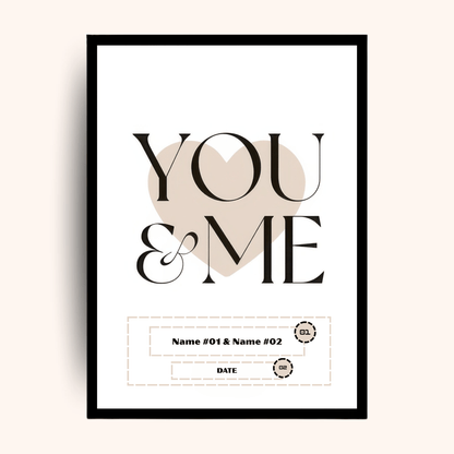 Giftaty Personalized Poster – You & Me | Custom Names & Date - giftaty