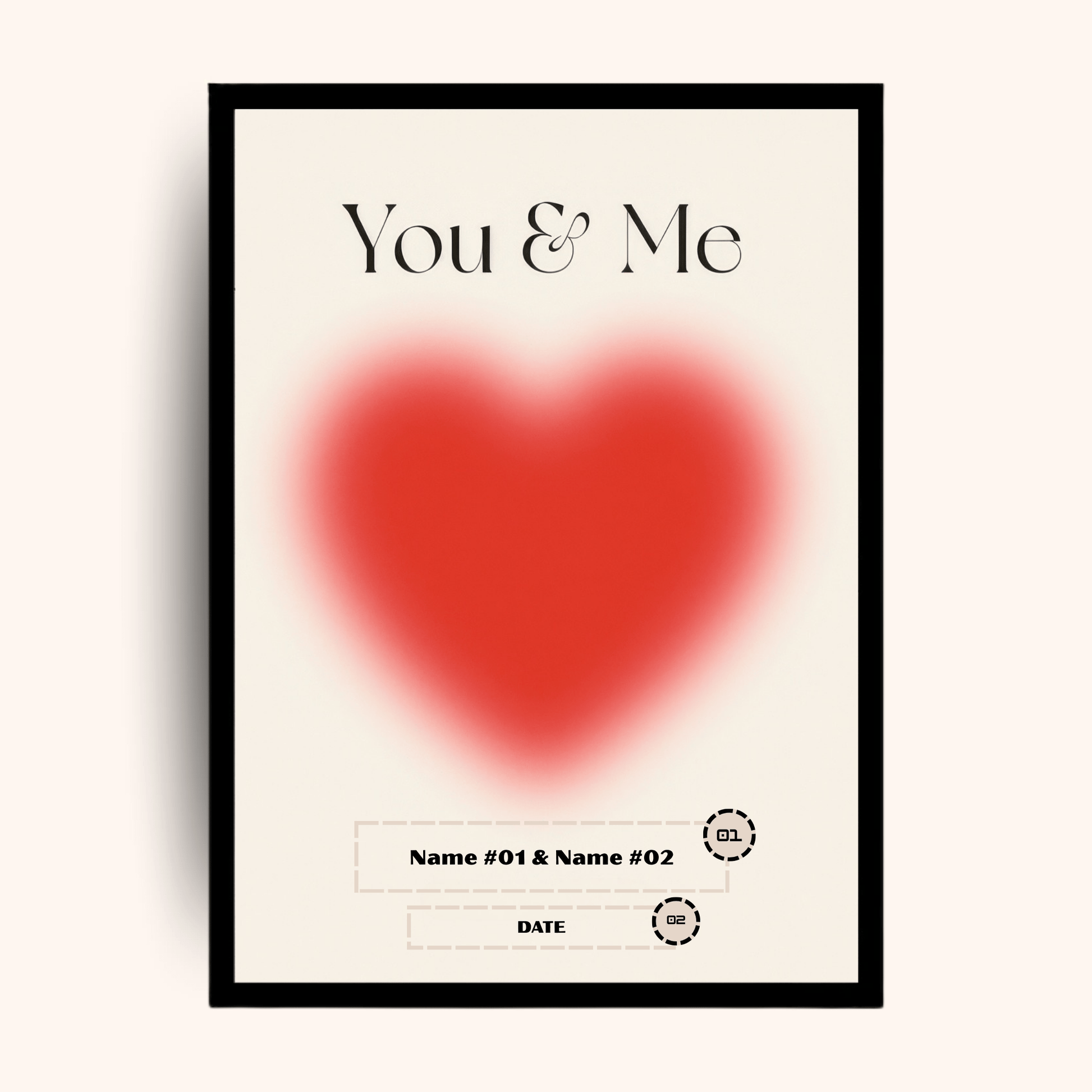 Giftaty Personalized Poster – You & Me Red Heart | Custom Names & Date - Giftaty