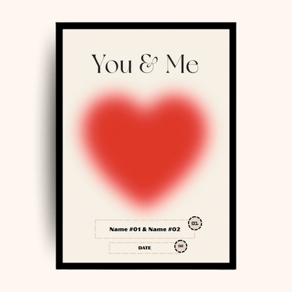 Giftaty Personalized Poster – You & Me Red Heart | Custom Names & Date - Giftaty