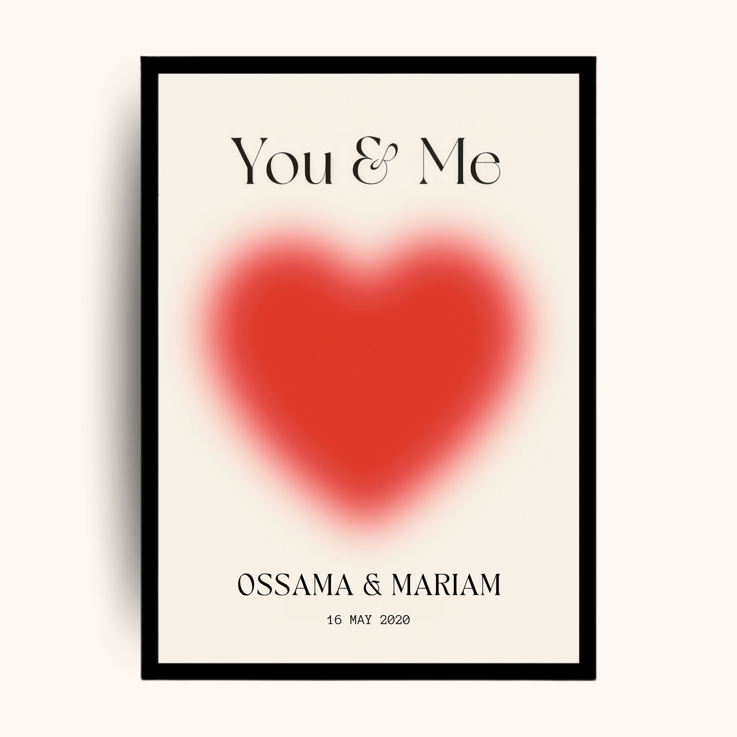 Giftaty Personalized Poster – You & Me Red Heart | Custom Names & Date - Giftaty