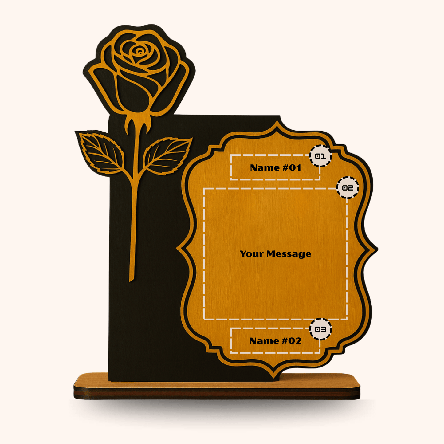 Giftaty Personalized Wooden Rose – Custom Names & Message - giftaty