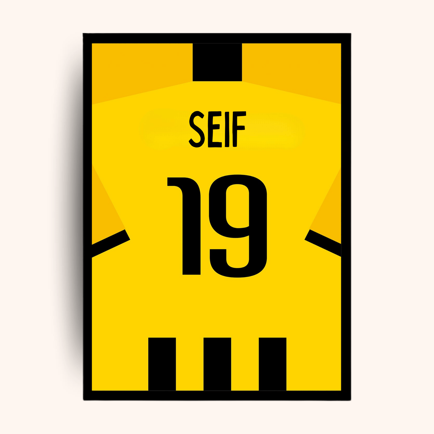 Personalized yellow jersey poster with custom name and number — a sporty personalized gift perfect for men gift boxes Egypt. This unique gifts for men print is ideal as birthday gifts for him, gifts for boyfriend, classy gifts for men, and a standout in luxury gift box Egypt collections. A great addition to customizable gift boxes and gift ideas for men, this personalized gift box for him is unforgettable