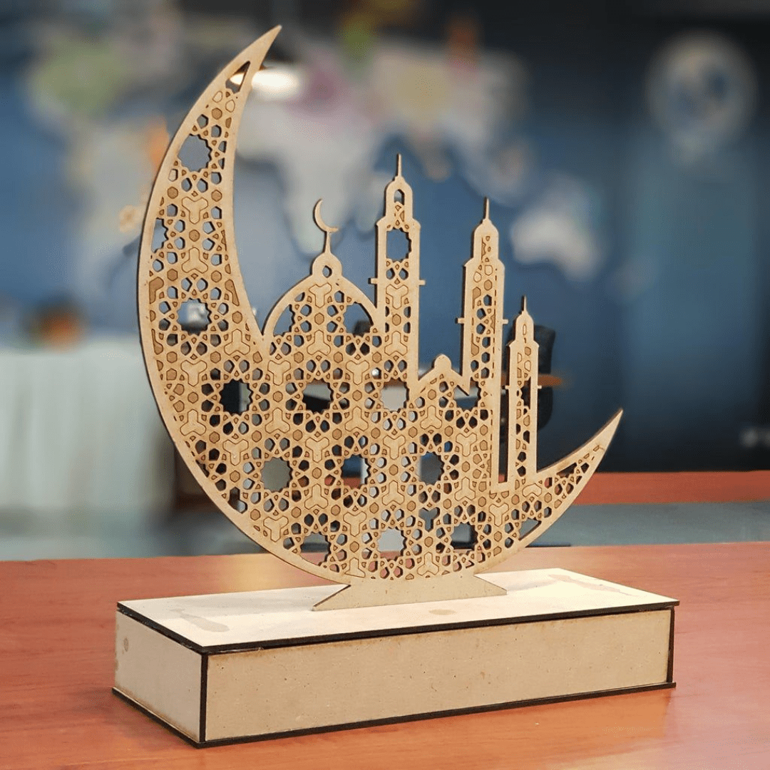 Giftaty Ramadan & Eid Mubarak Tabletop Ornament – Personalized Mosque & Moon Decor - Giftaty