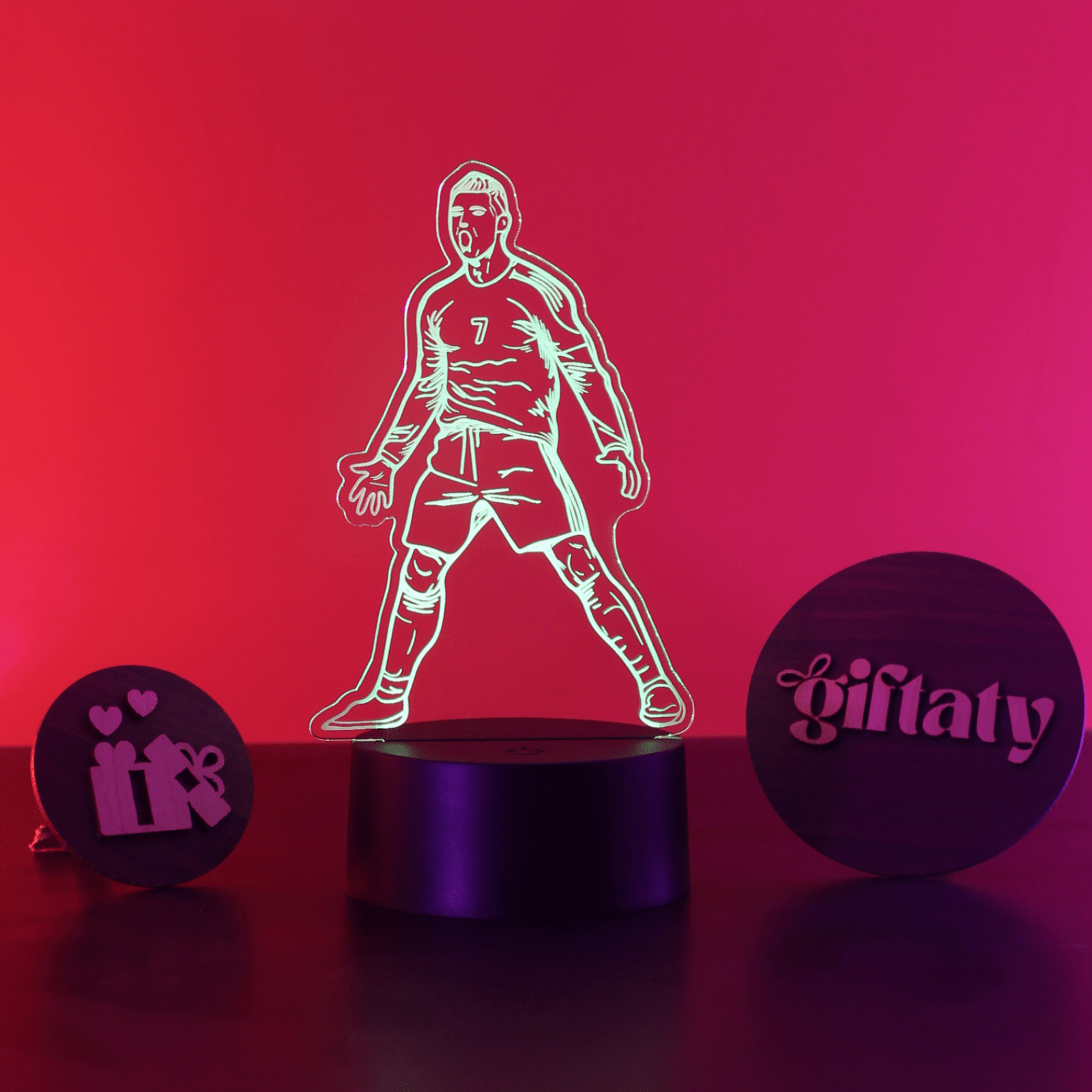 Giftaty Ronaldo 3D LED Night Light – Football Star Acrylic Lamp - Giftaty