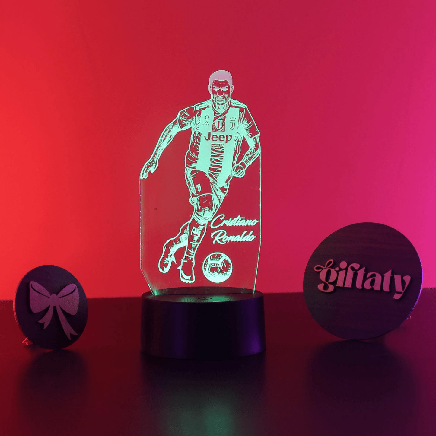 Giftaty Ronaldo Player 3D LED Night Light – Acrylic CR7 Fan Lamp - Giftaty