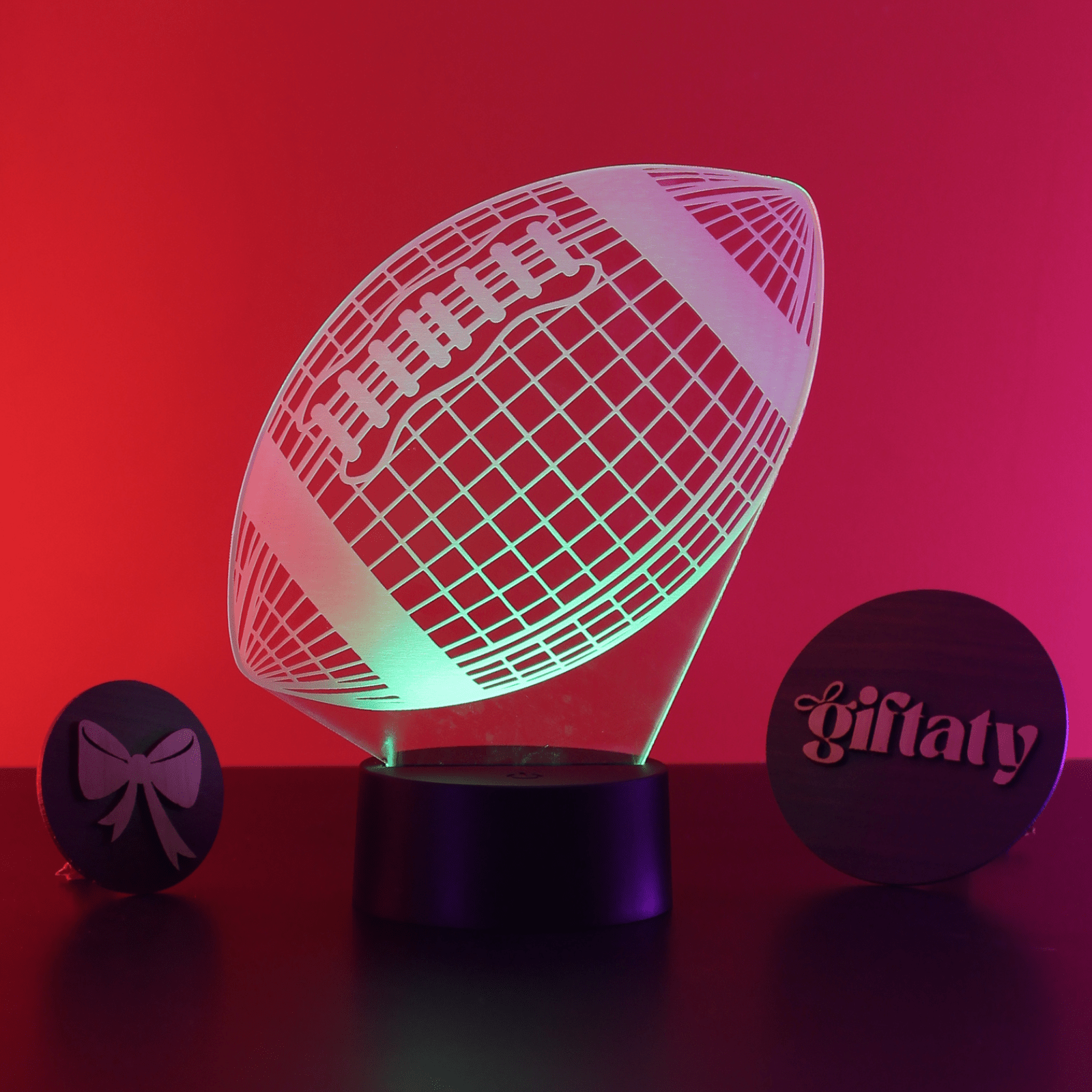 Giftaty Rugby Ball 3D LED Night Light – Acrylic Lamp for Rugby Fans - Giftaty