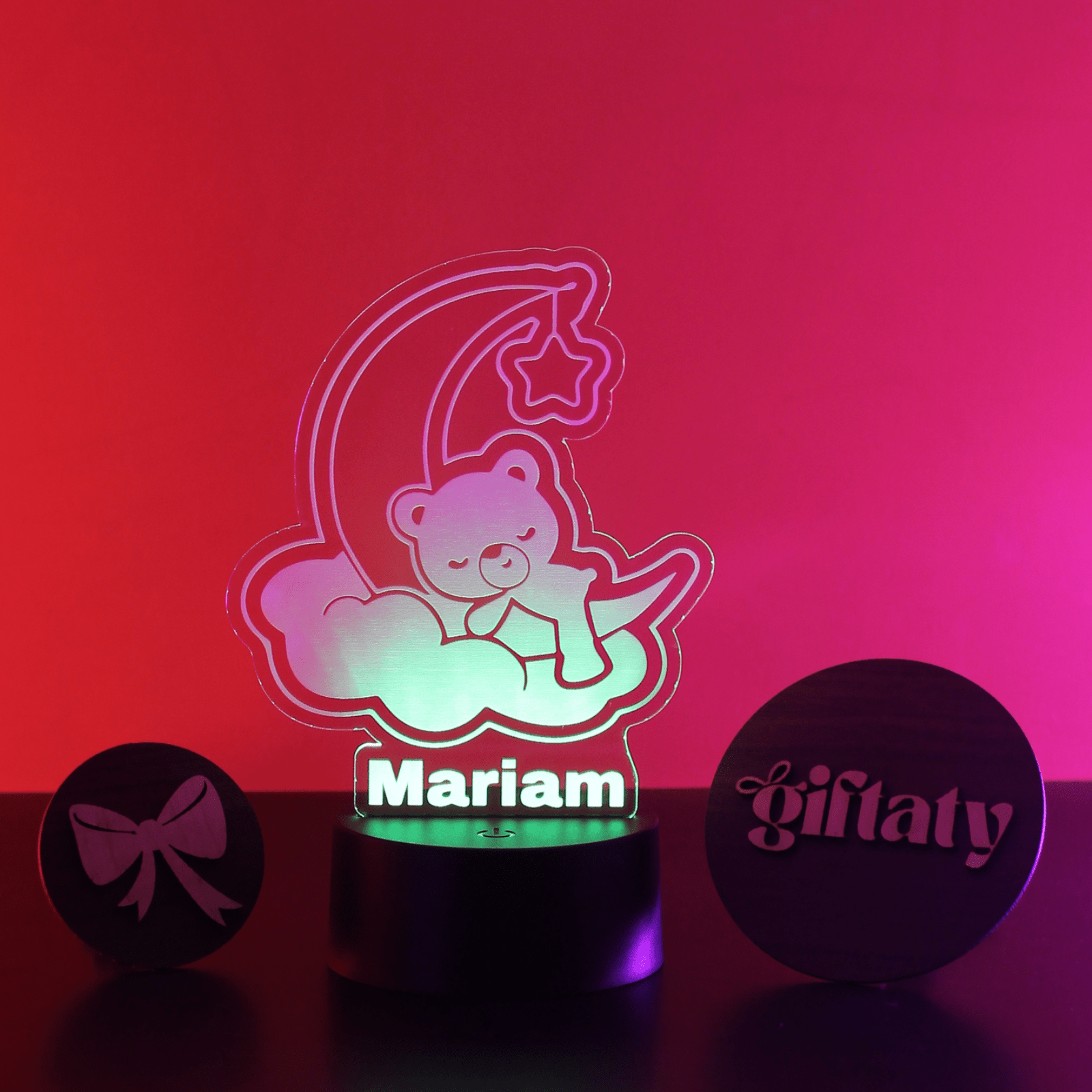 Giftaty Sleeping Bear Customized 3D Acrylic Night Light Gift with Your Name - Giftaty
