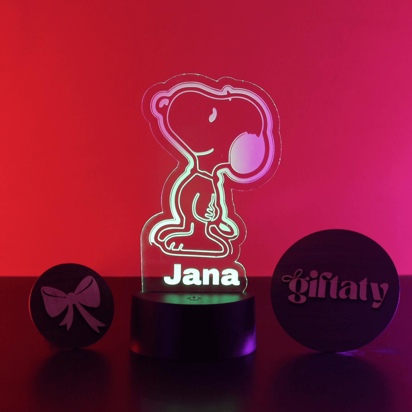 Giftaty Snoopy Customized 3D Acrylic Night Light Gift with Your Name - Giftaty