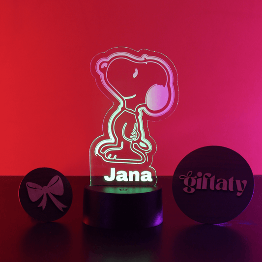 Giftaty Snoopy Customized 3D Acrylic Night Light Gift with Your Name - Giftaty