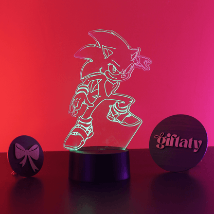 Giftaty Sonic Character 3D LED Night Light – Acrylic Lamp Gift - Giftaty