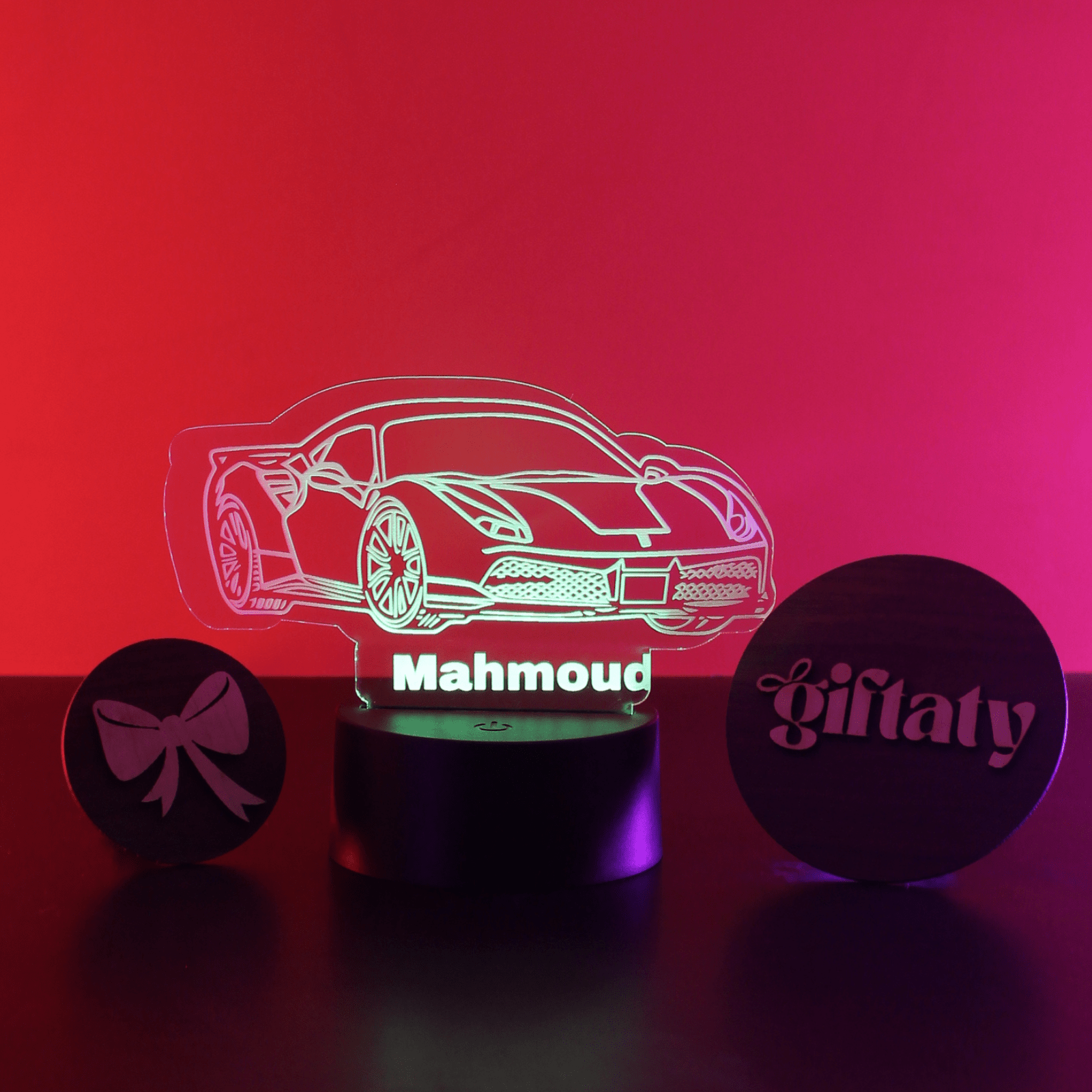 Giftaty Supercar Customized 3D Acrylic Night Light Gift with Your Name - Giftaty