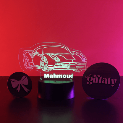 Giftaty Supercar Customized 3D Acrylic Night Light Gift with Your Name - Giftaty