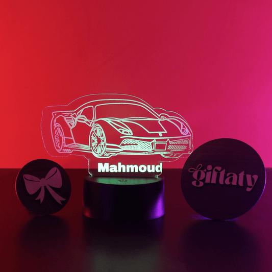 Giftaty Supercar Customized 3D Acrylic Night Light Gift with Your Name - Giftaty