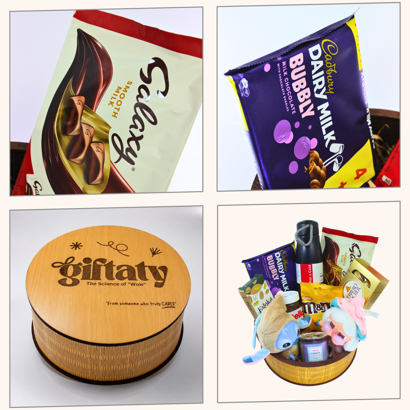 Giftaty Sweet & Cuddly Premium Gift Wooden Box with Plushies & Chocolates - Giftaty