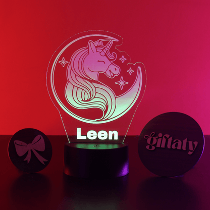 Giftaty Unicorn Customized 3D Acrylic Night Light Gift with Your Name - Giftaty