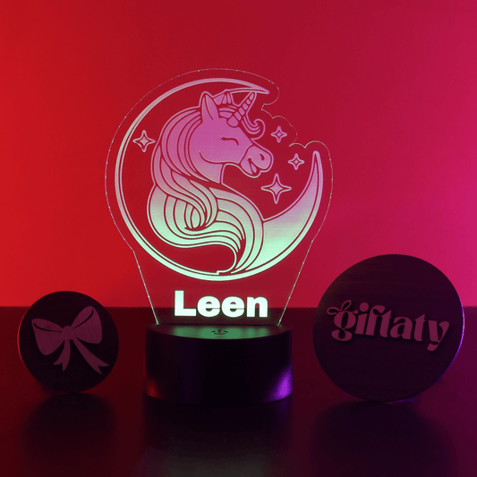 Giftaty Unicorn Customized 3D Acrylic Night Light Gift with Your Name - Giftaty