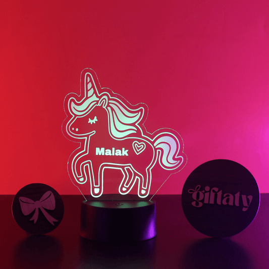 Giftaty Unicorn Girl Customized 3D Acrylic Night Light Gift with Your Name - Giftaty
