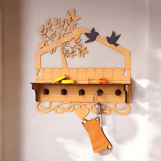 Giftaty Wall Mounted Key Holder – Personalized Tree & Bird Decor Gift - Giftaty