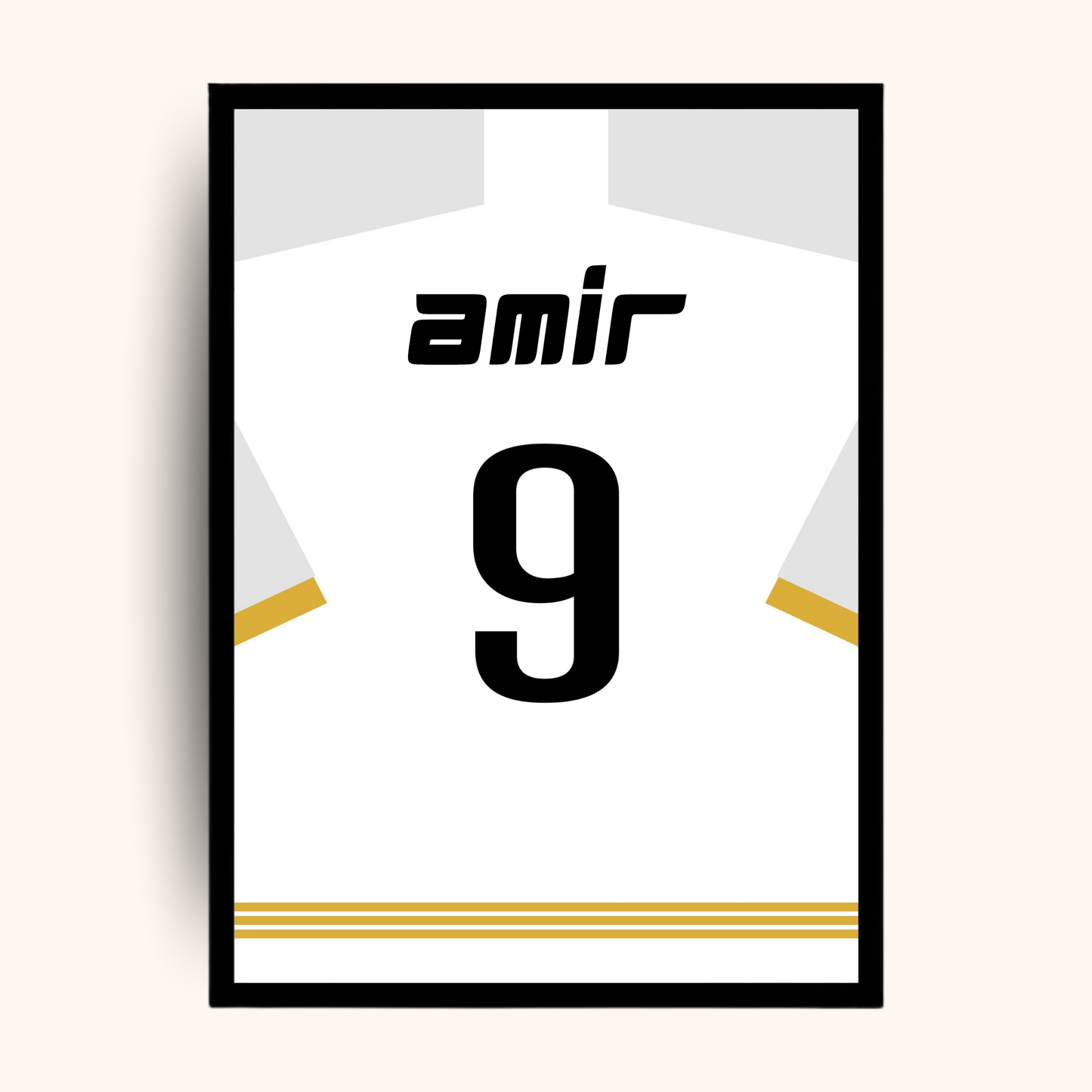 Personalized white football jersey poster with custom name and number — a sporty personalized gift that fits perfectly into men gift boxes Egypt. This unique gifts for men print is ideal as birthday gifts for him, gifts for boyfriend, classy gifts for men and a standout in luxury gift box Egypt collections. A memorable addition to customizable gift boxes and gift ideas for men, this personalized gift box for him is sure to impress.