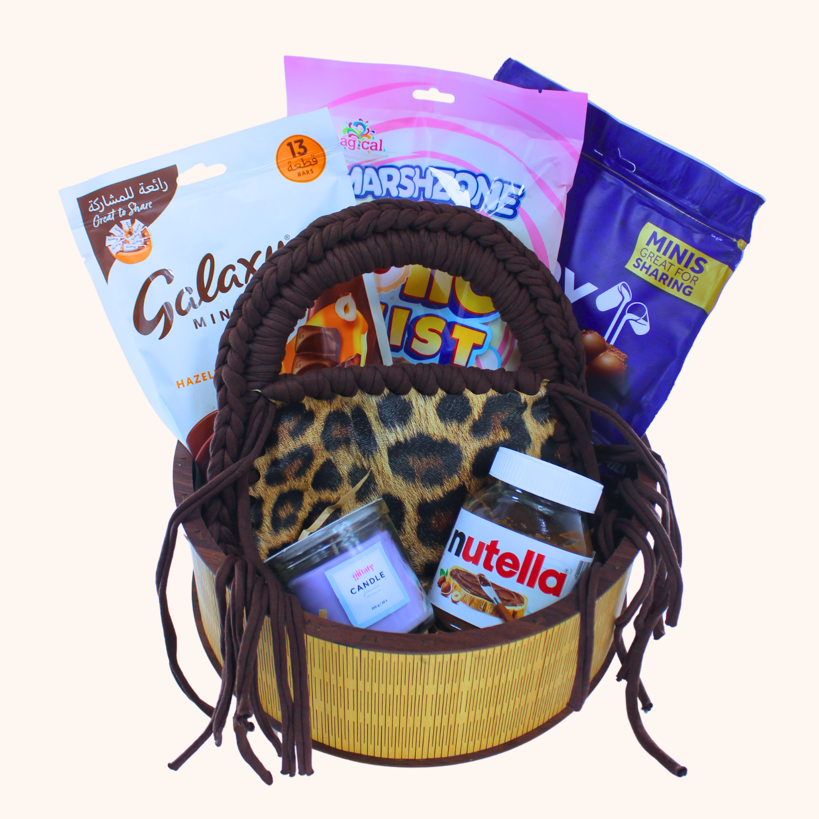 Giftaty Wild Indulgence Premium Gift Wooden Box with Leather Bag & Chocolates - Giftaty