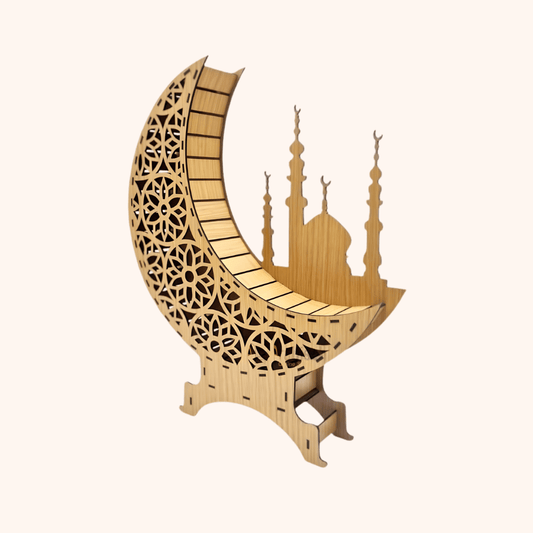 Giftaty Wooden Crescent Fanous Lantern – Personalized Ramadan & Eid Gifts - Giftaty