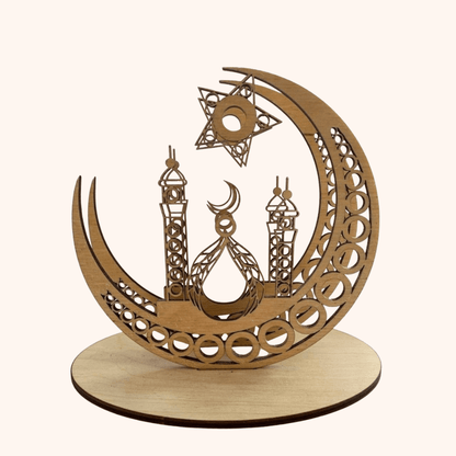 Giftaty Wooden Crescent Moon Napkin Holder – Personalized Ramadan Table Decor - Giftaty