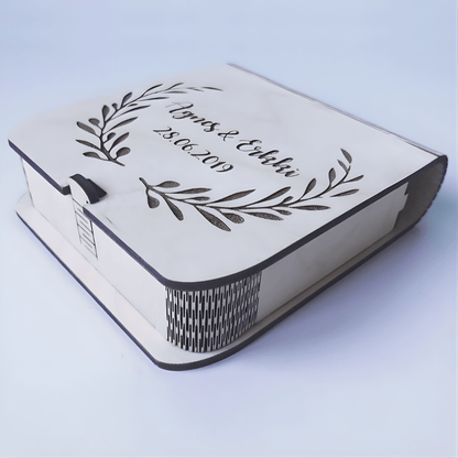 Giftaty Wooden Wedding Photo Album Box – Personalized Keepsake Gift - Giftaty