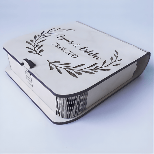 Giftaty Wooden Wedding Photo Album Box – Personalized Keepsake Gift - Giftaty