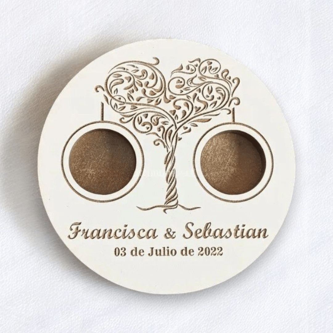Giftaty Wooden Wedding Ring Holder Plate – Personalized Names - Giftaty