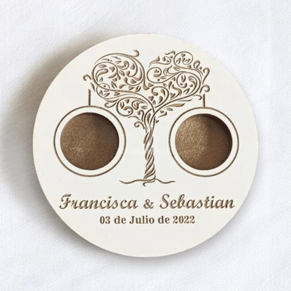 Giftaty Wooden Wedding Ring Holder Plate – Personalized Names - Giftaty