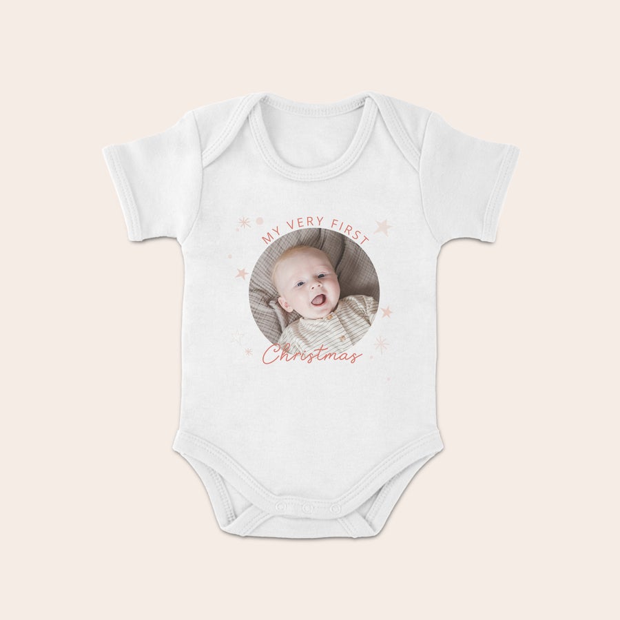 Personalized organic cotton baby grow gift by Giftaty, close-up detail