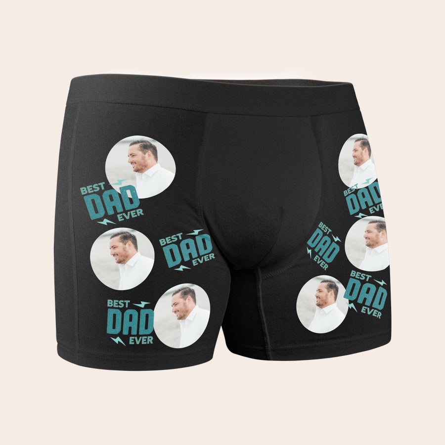 Personalized boxer shorts showing the printed back design