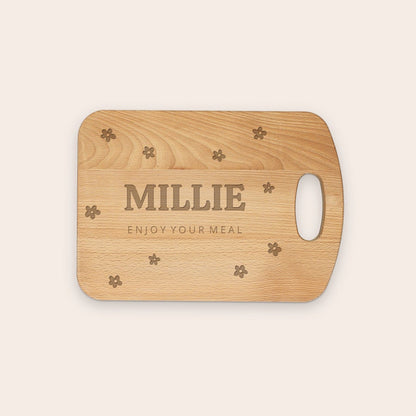 Solid beech wood bread board with customized text engraving by Giftaty