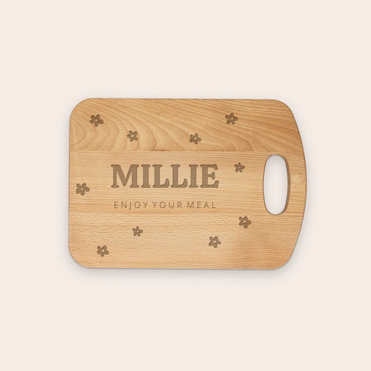 Solid beech wood bread board with customized text engraving by Giftaty