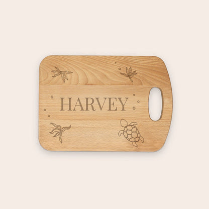 Solid beech wood bread board, another example design, with customized text engraving